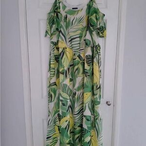 Roma Tropical Green and Yellow Maxi Dress